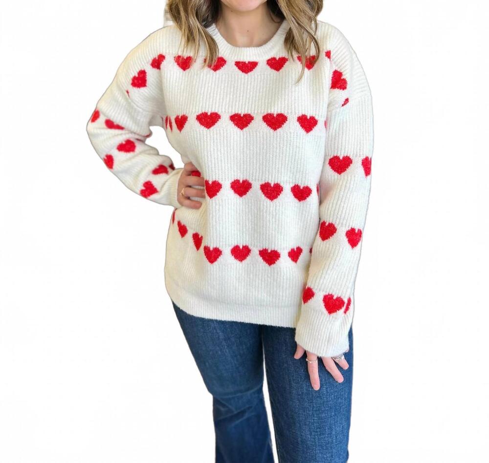 NEW VINE & LOVE love story heart sweater in cream